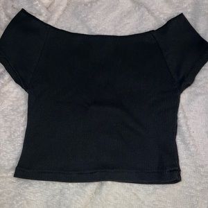 Black off the shoulder crop top